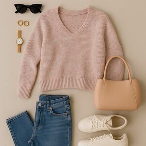 Old Navy Blush V-Neck Knit Sweater Size Medium